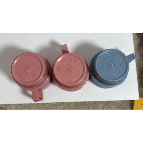 Tupperware Toys Mugs Vintage Dollhouse Stacking Toy Set Of 3 Pink & Blue Plastic - Picture 4 of 7
